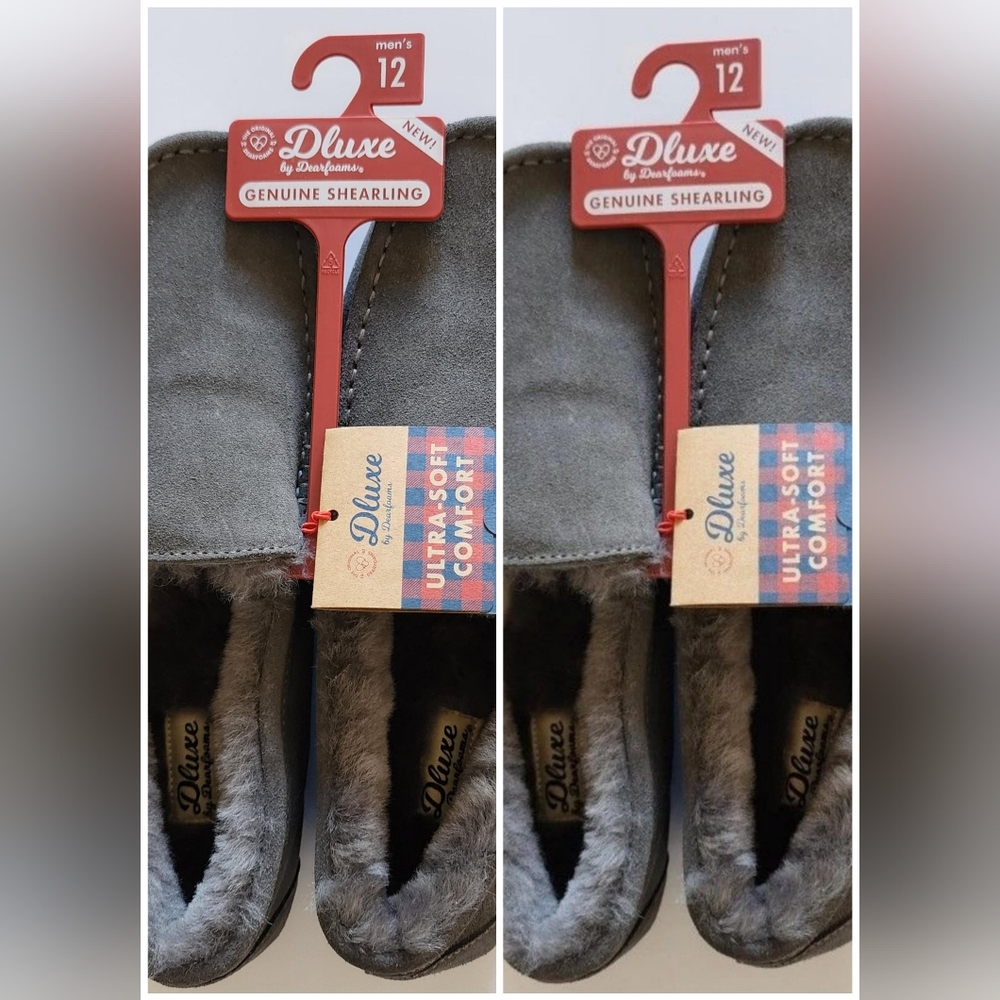 2 PAIR Dluxe by Dearfoams Indoor/Outdoor Suede W Shearling Lining - Size 12 Only
